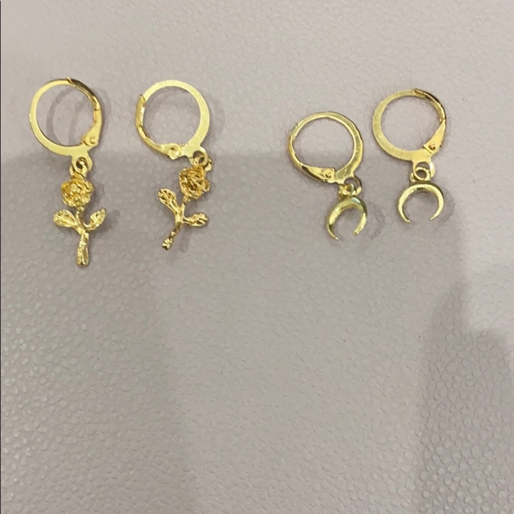 2 pairs of golden earrings